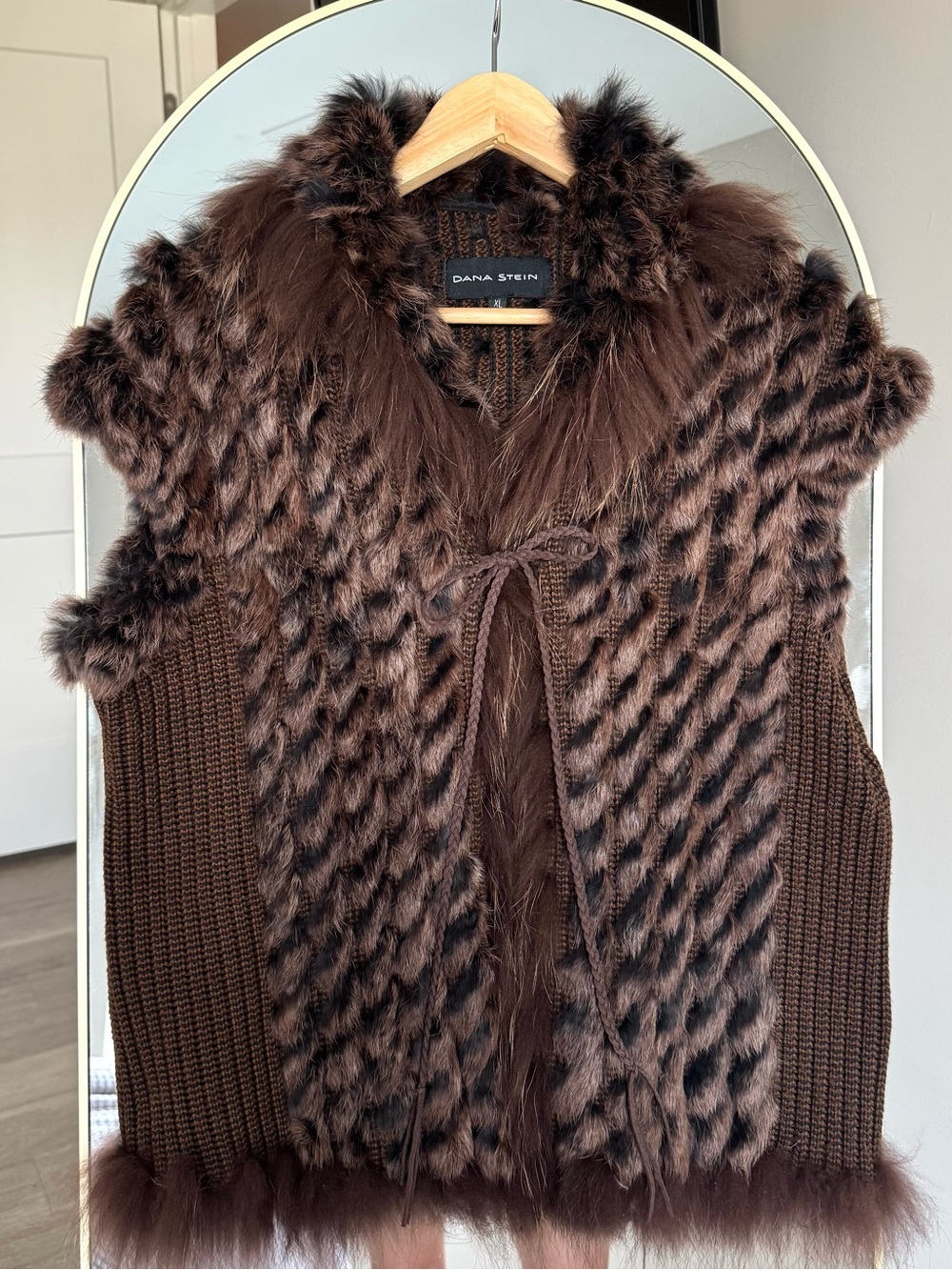 Dana Stein Rabbit & Raccoon Trimmed Fur Vest